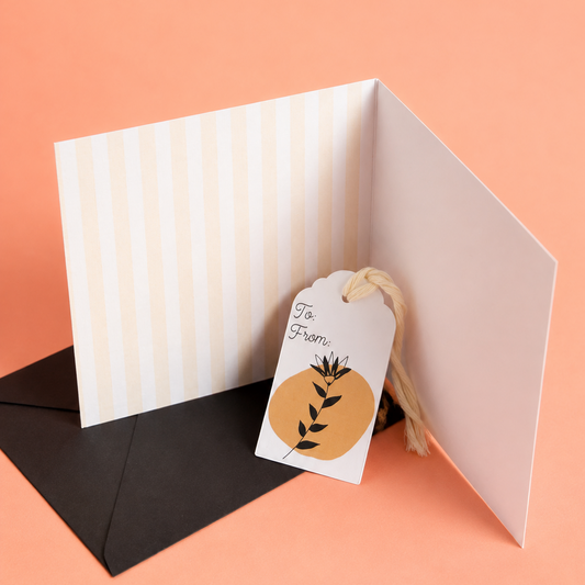 Botanical Flower Greeting Card and Gift Tag Set