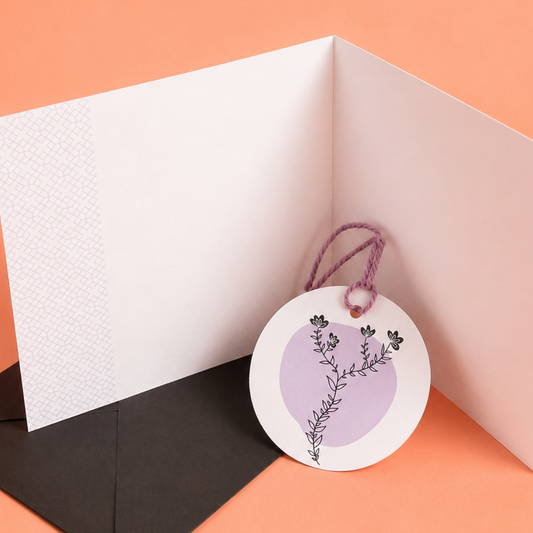 Lavender Wildflower Greeting Card and Gift Tag Set
