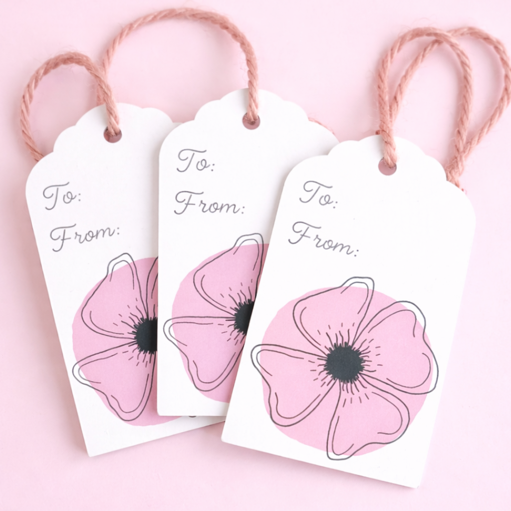 Pink Flower Gift Tags (Set of 6)