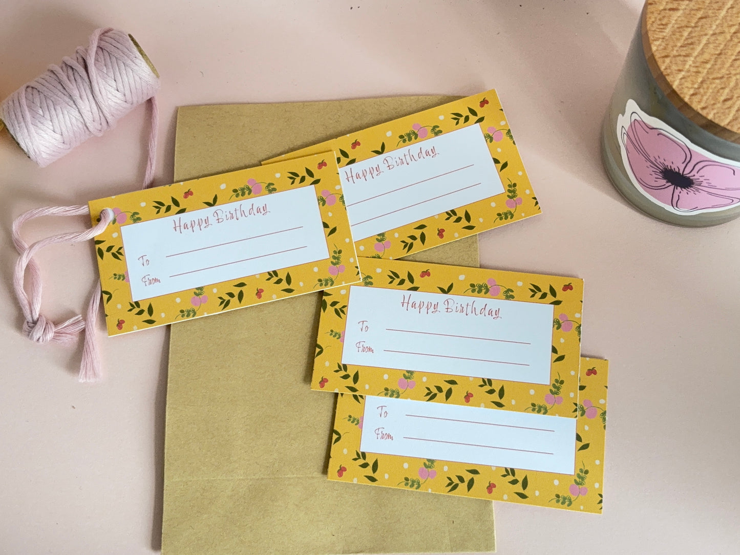 Wildflower Yellow Gift Tags (Set of 4)