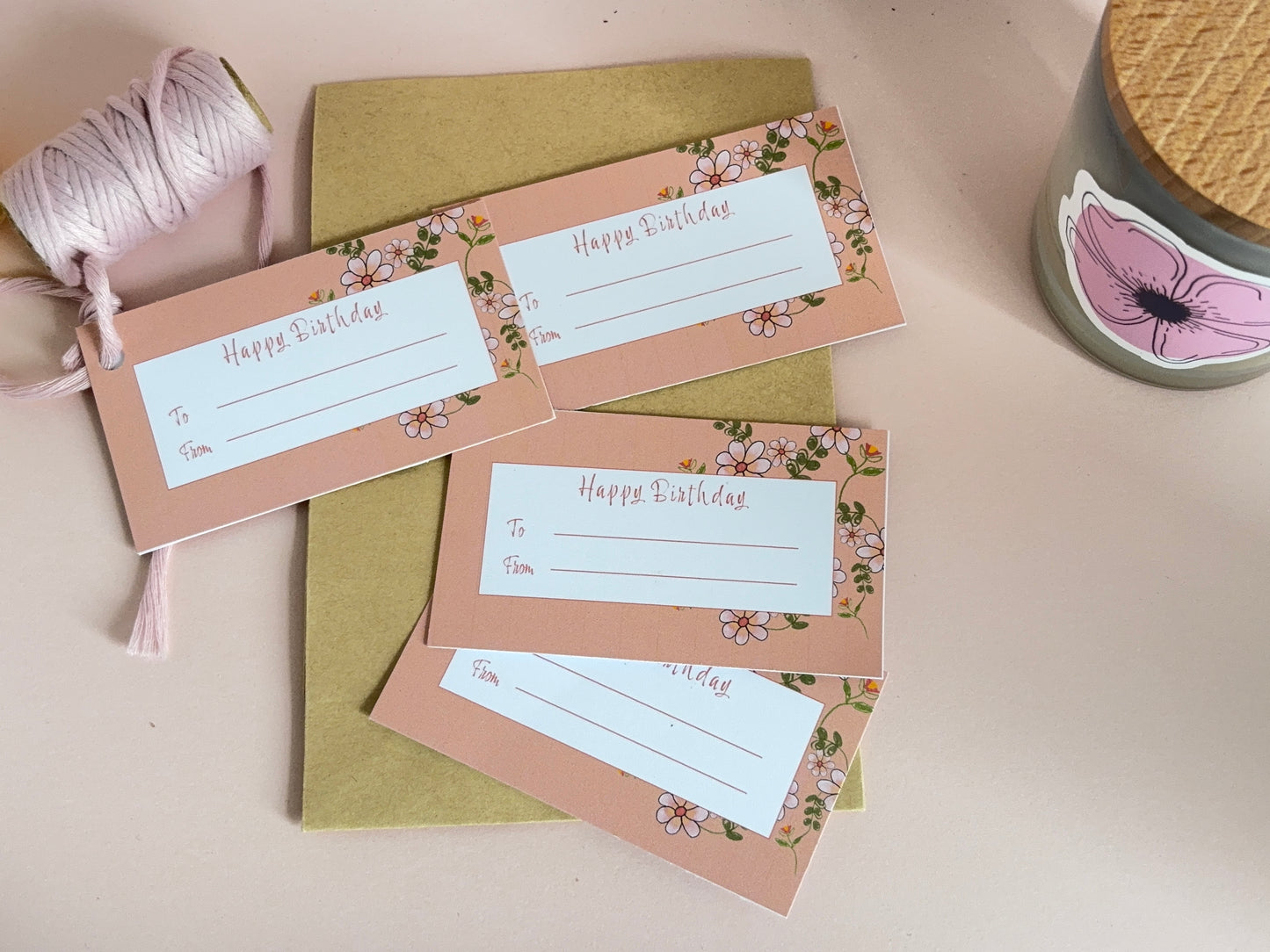 Wildflower Pink Gift Tags (Set of 4)