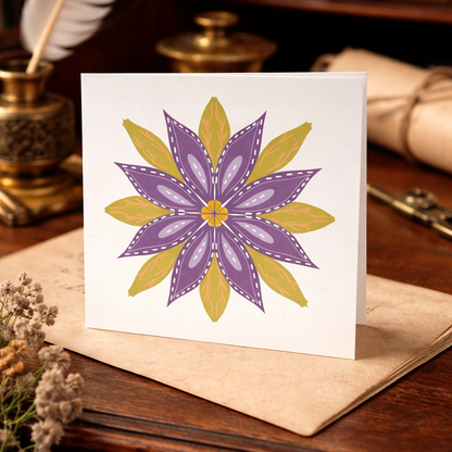 Flower Motif Hand-Illustrated Greeting Card