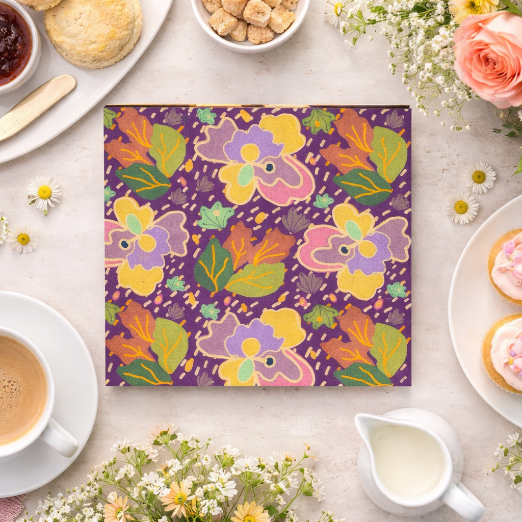Garden Party Botanical Printed Greeting Card, Colour Grape