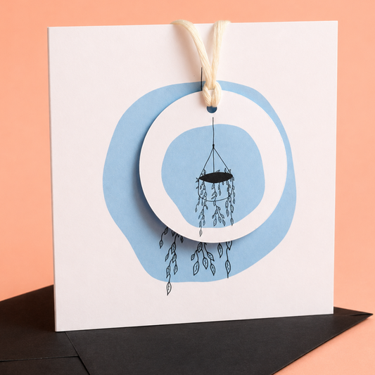 Blue Bloom Greeting Card and Gift Tag Set