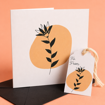 Botanical Flower Greeting Card and Gift Tag Set
