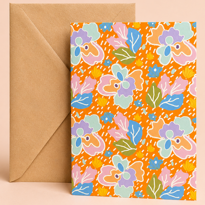 Garden Party Birthday Card - Tangerine 5 x 7"
