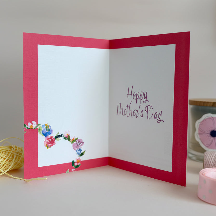 Mother's Day Floral Heart Wreath Card