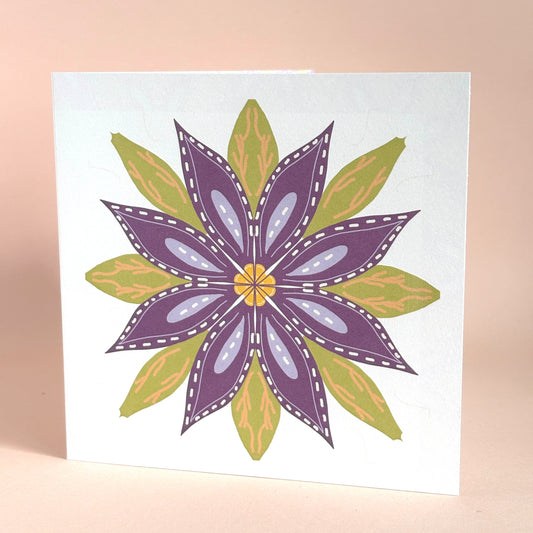 Flower Motif Hand-Illustrated Greeting Card
