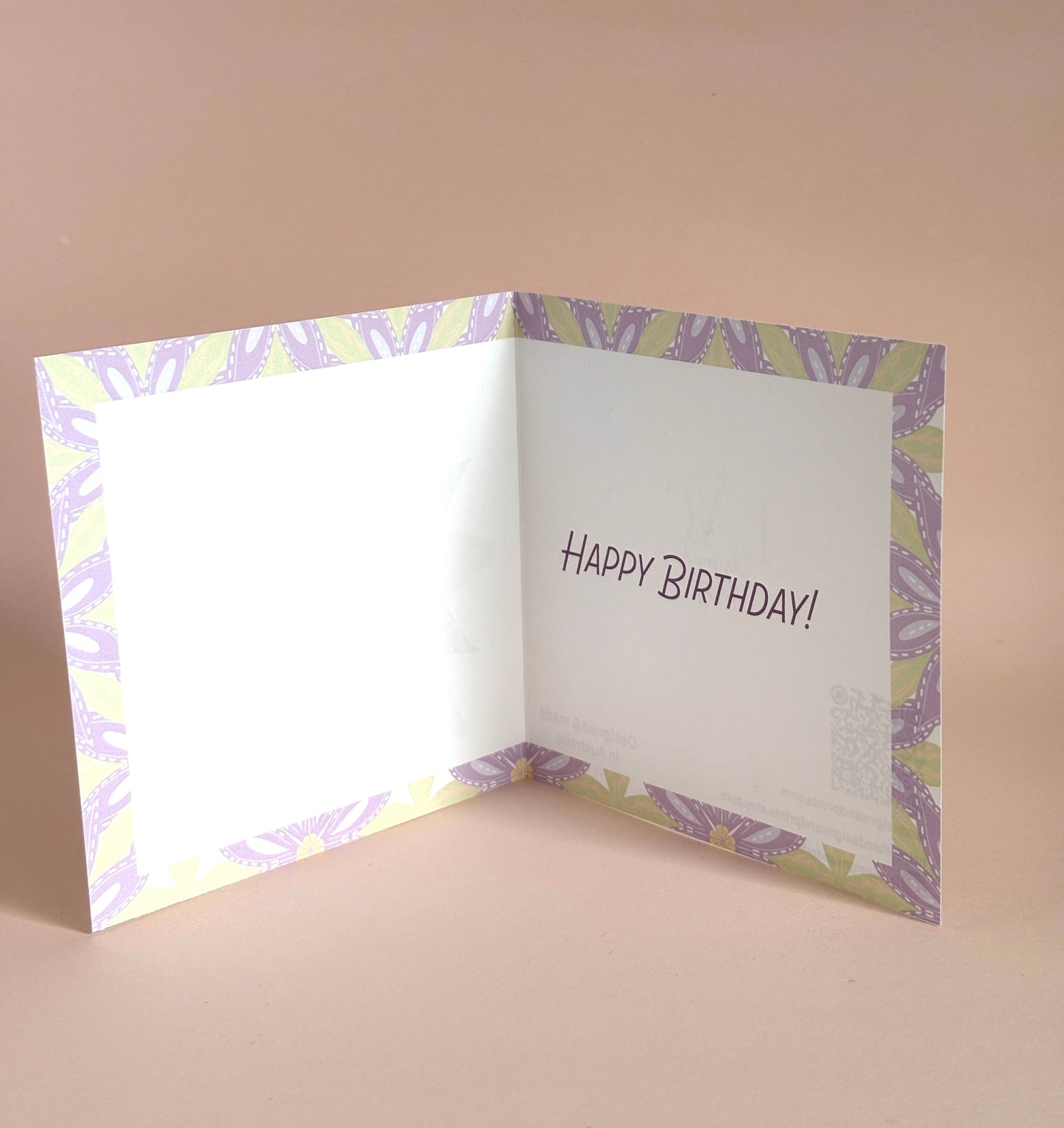 Flower Motif Hand-Illustrated Greeting Card