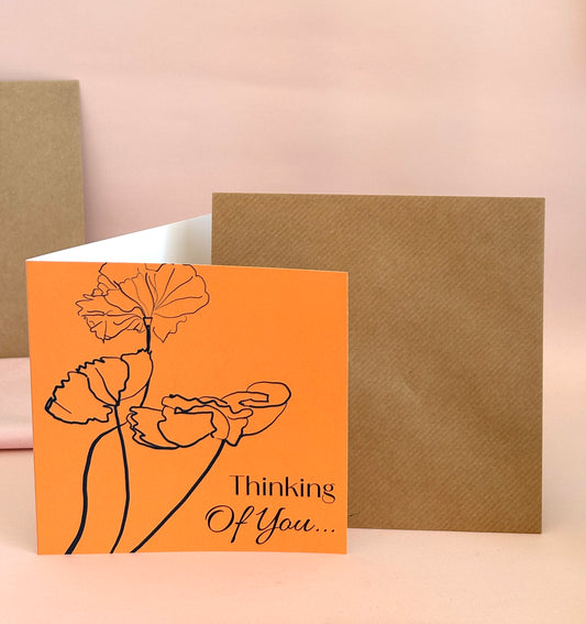 Thinking of you, Black Poppy Greeting Card