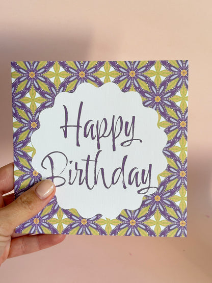Geo Floral Birthday Card