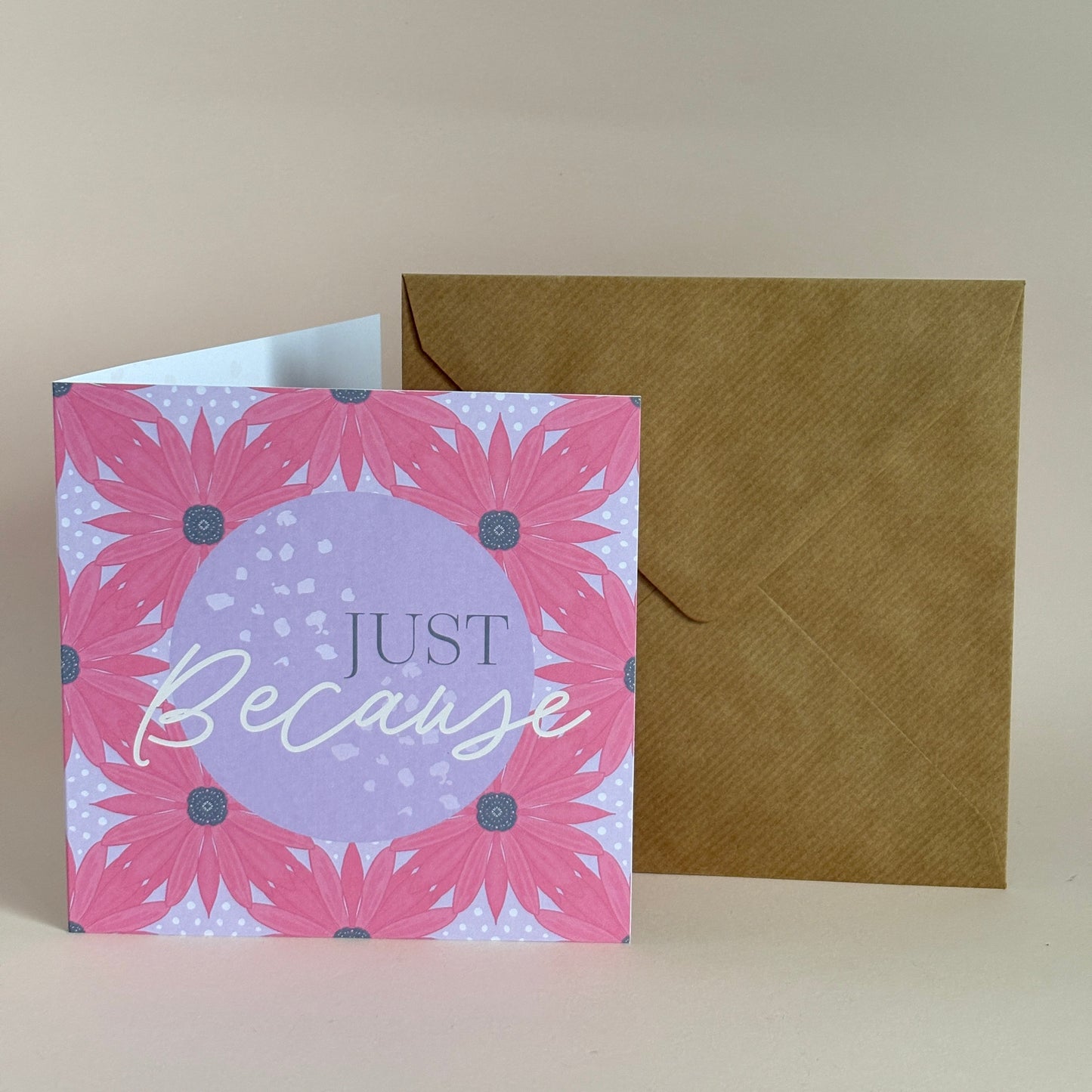 Pink Sunflower 'Just Because' Greeting Card