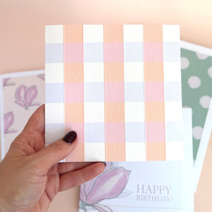 Pastel Check Blank Greeting Card