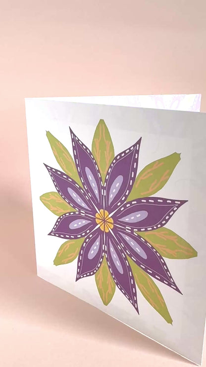 Flower Motif Hand-Illustrated Greeting Card